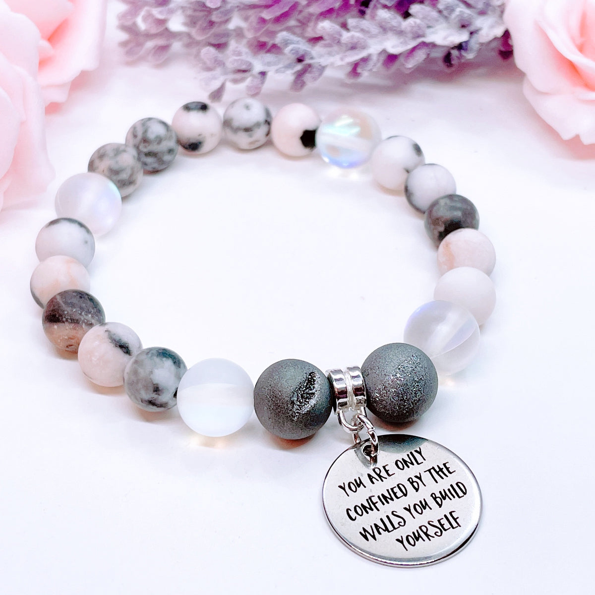 You Are Only Confined by the Walls You Build Yourself | Gemstone Charm Bracelet