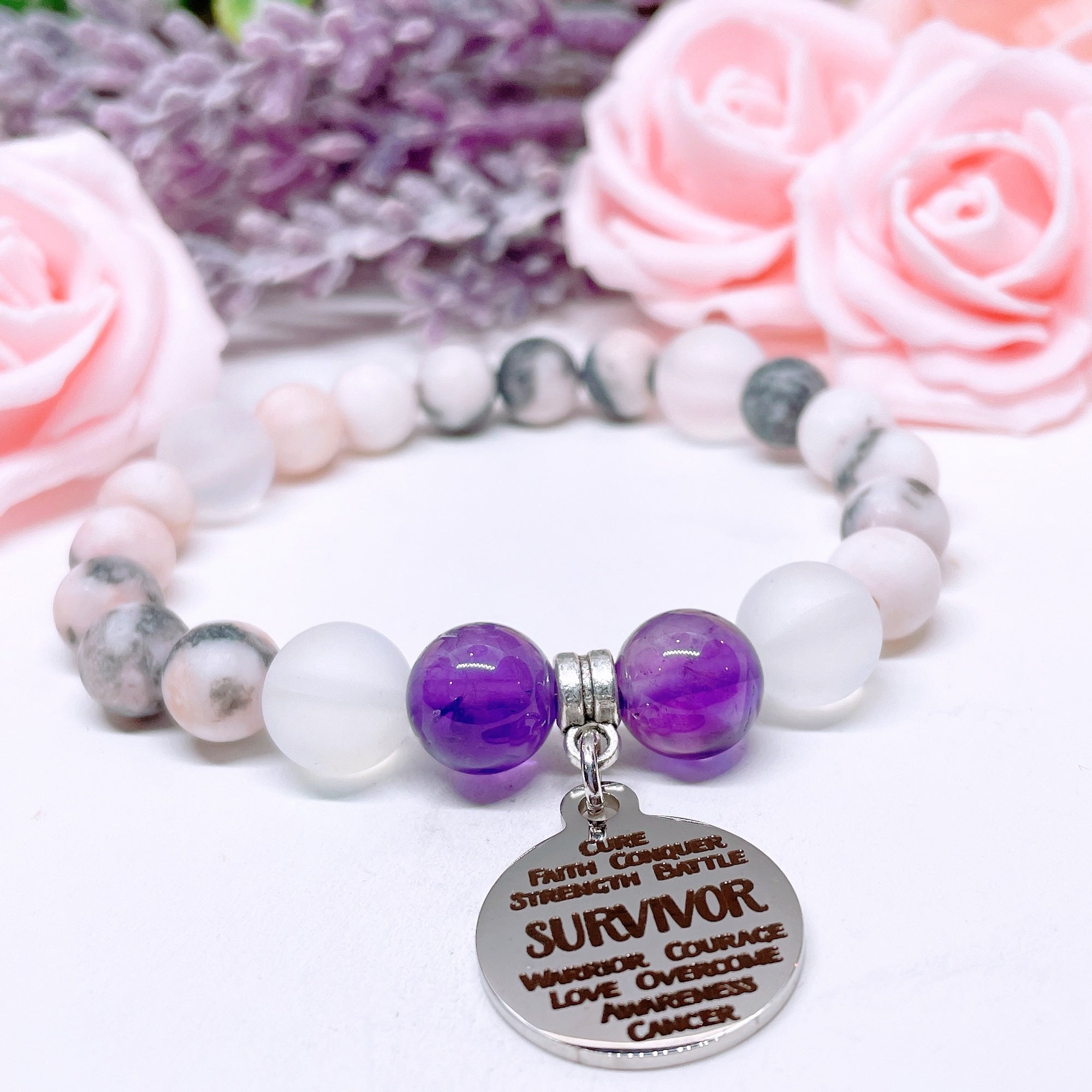 Survivor Sentiments Classic Charm Bracelet Amethyst