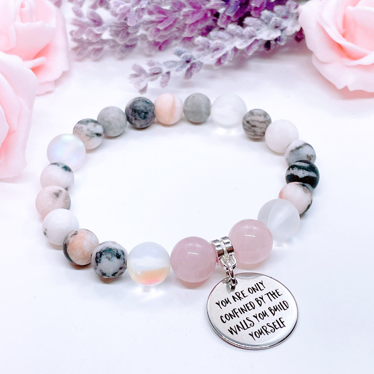 You Are Only Confined by the Walls You Build Yourself | Gemstone Charm Bracelet