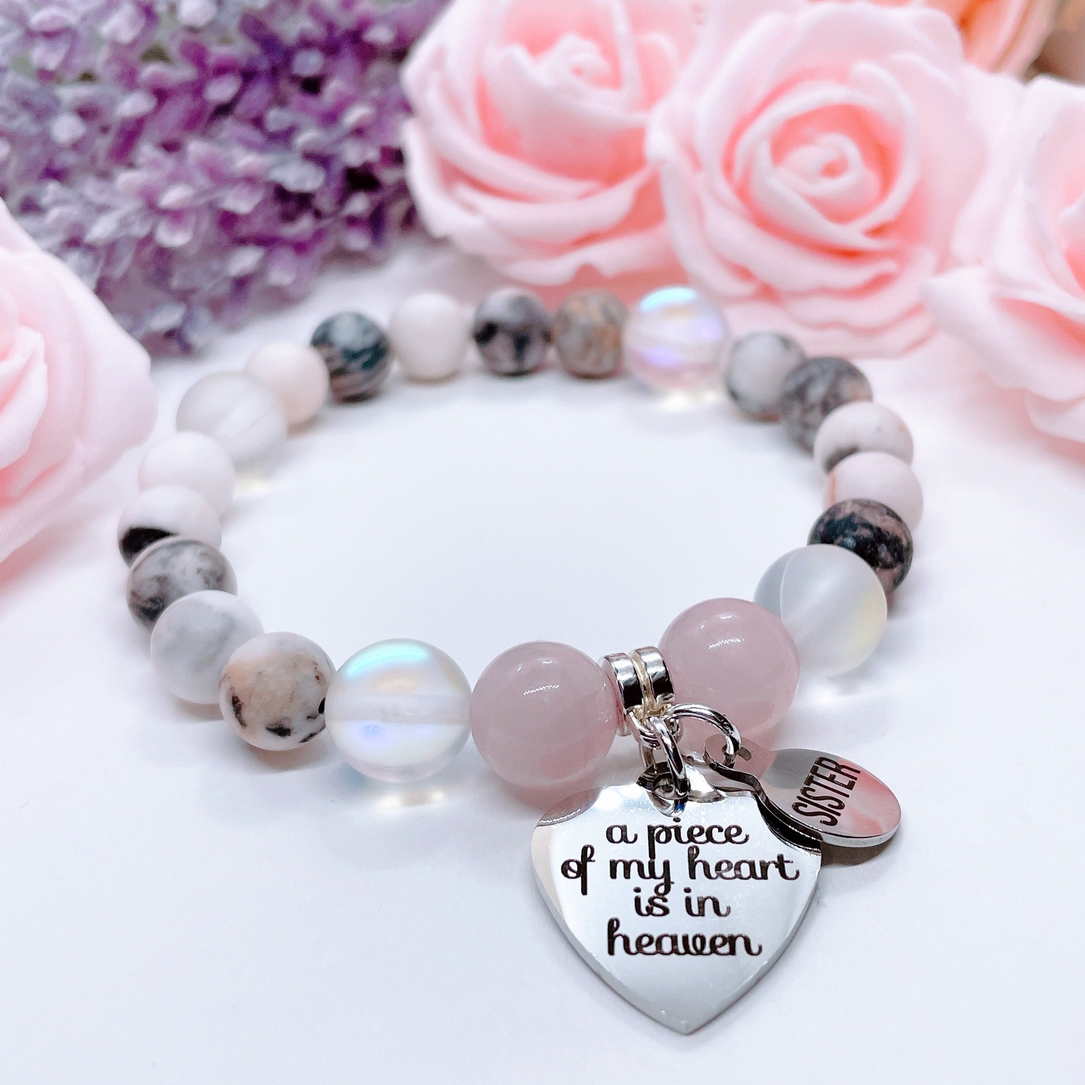 Sister: A Piece of my Heart is in Heaven Classic 5 Second Rule Charm Bracelet