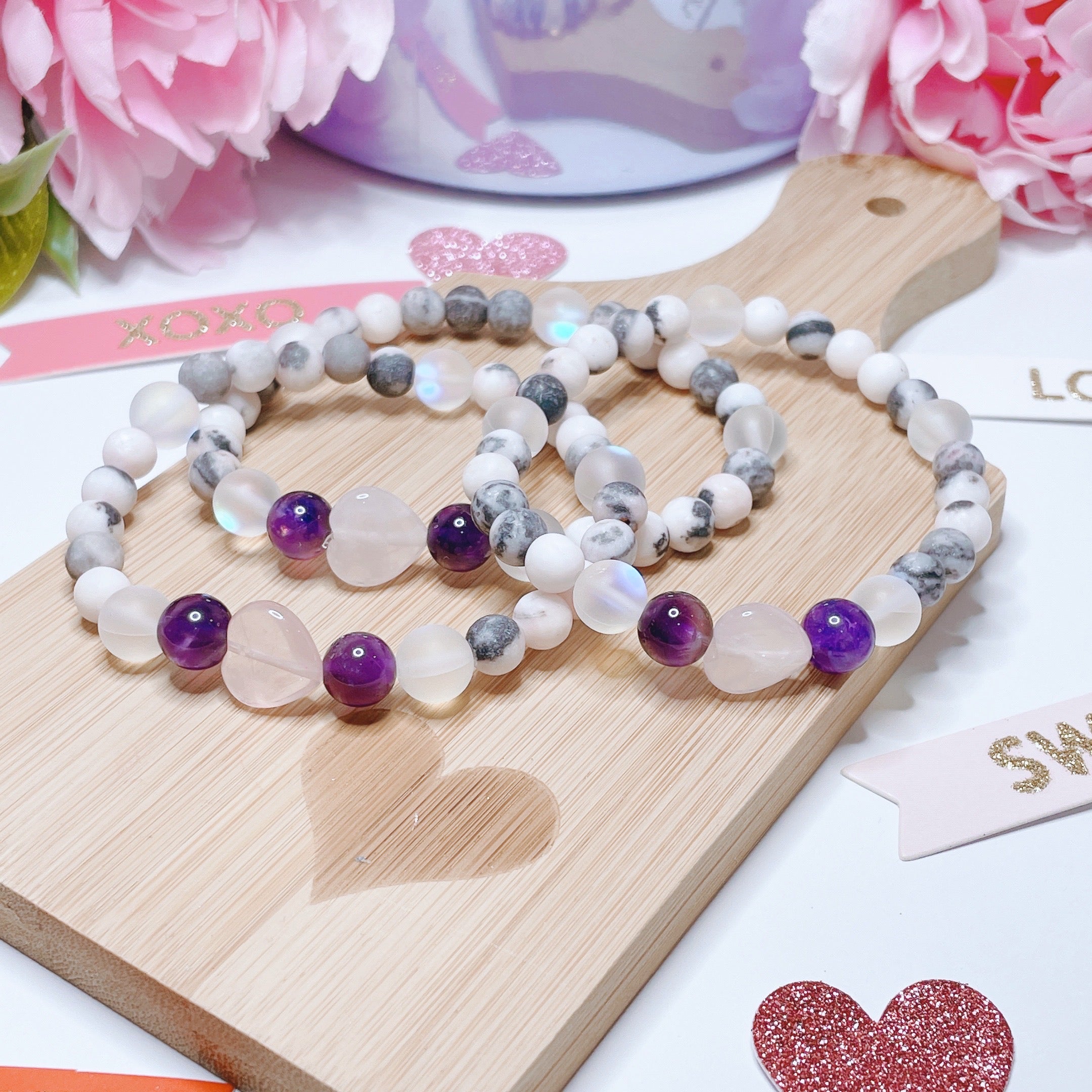 Rose Quartz Heart Companion Bracelet