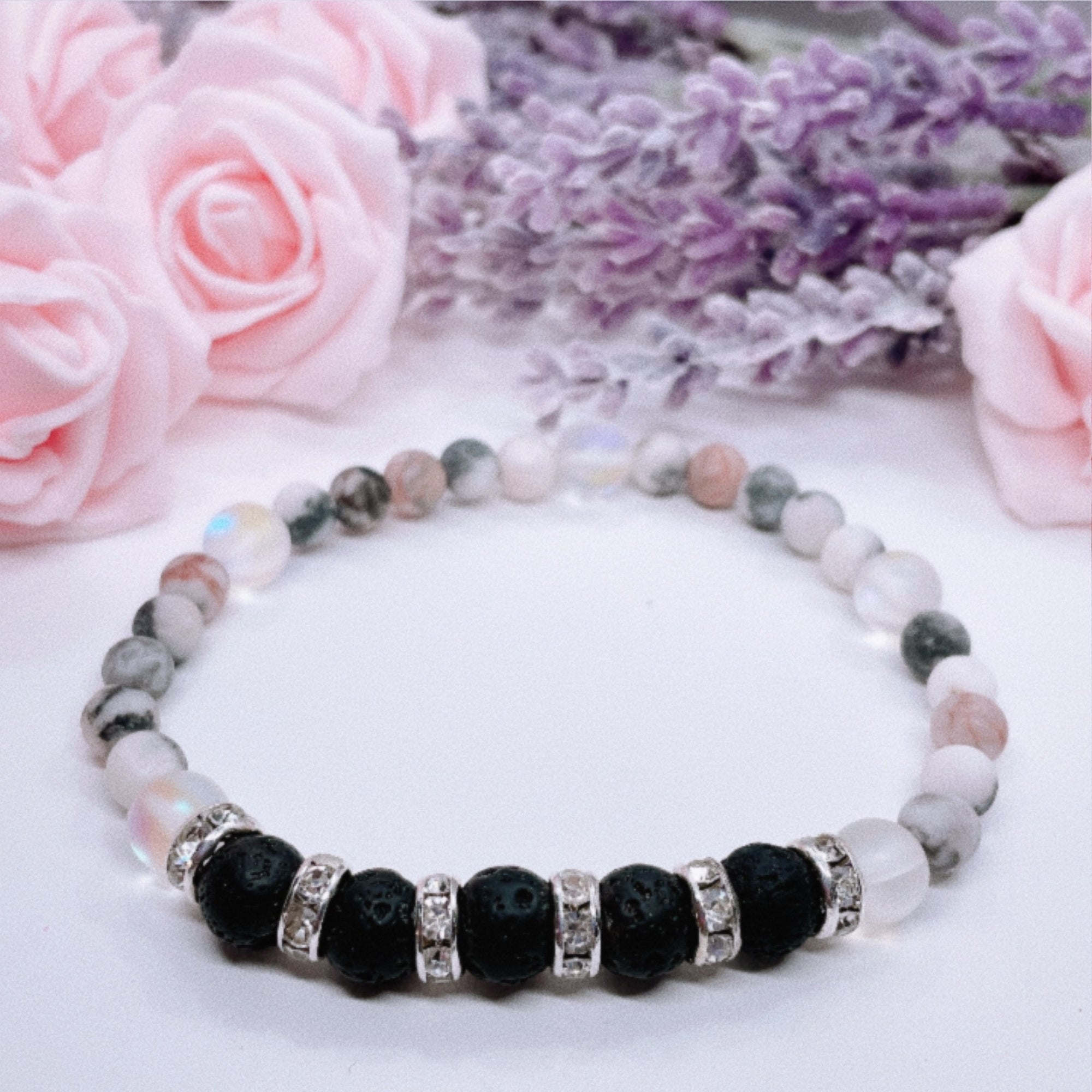 Lava Stone Rhinestone Companion Bracelet