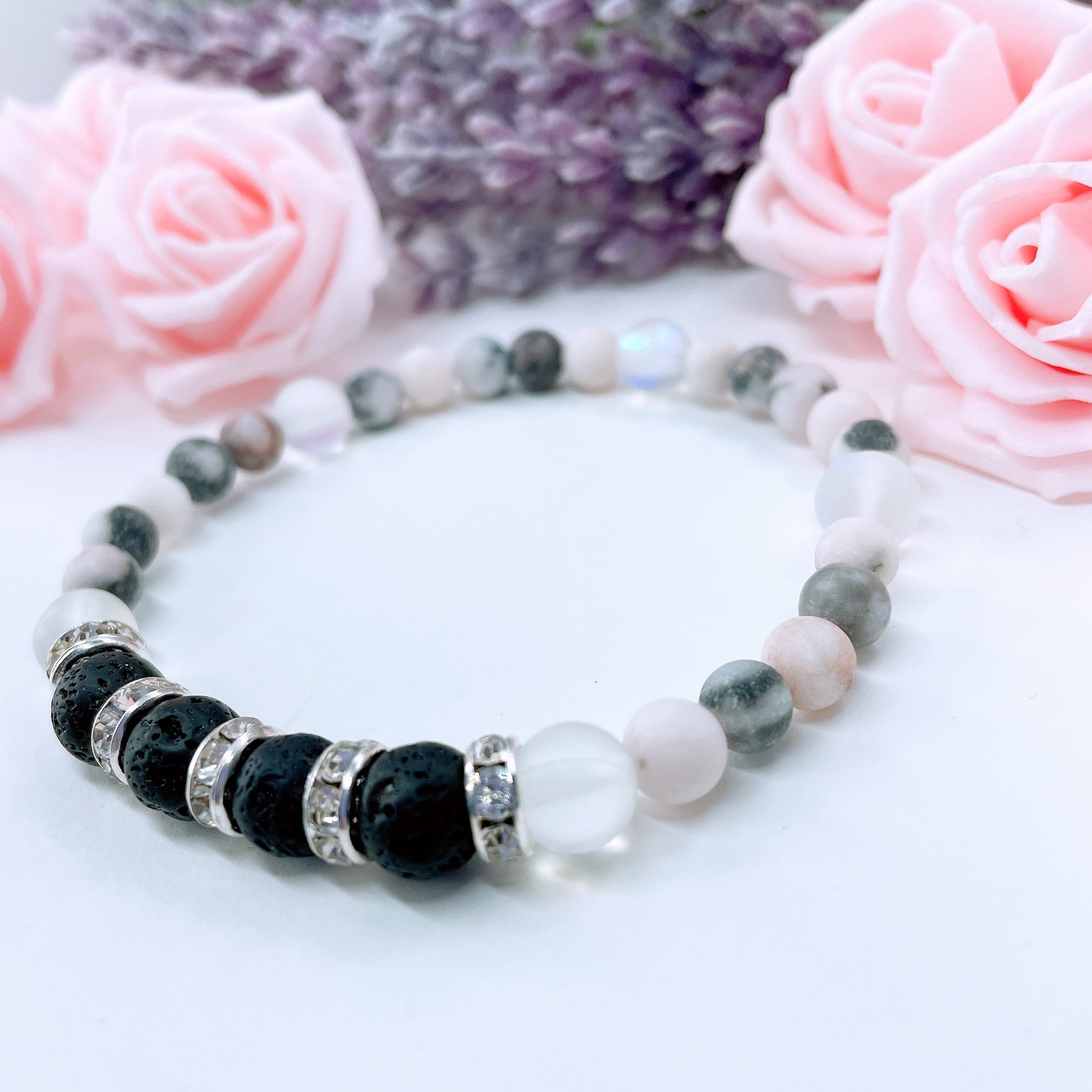 Lava Stone Rhinestone Companion Bracelet