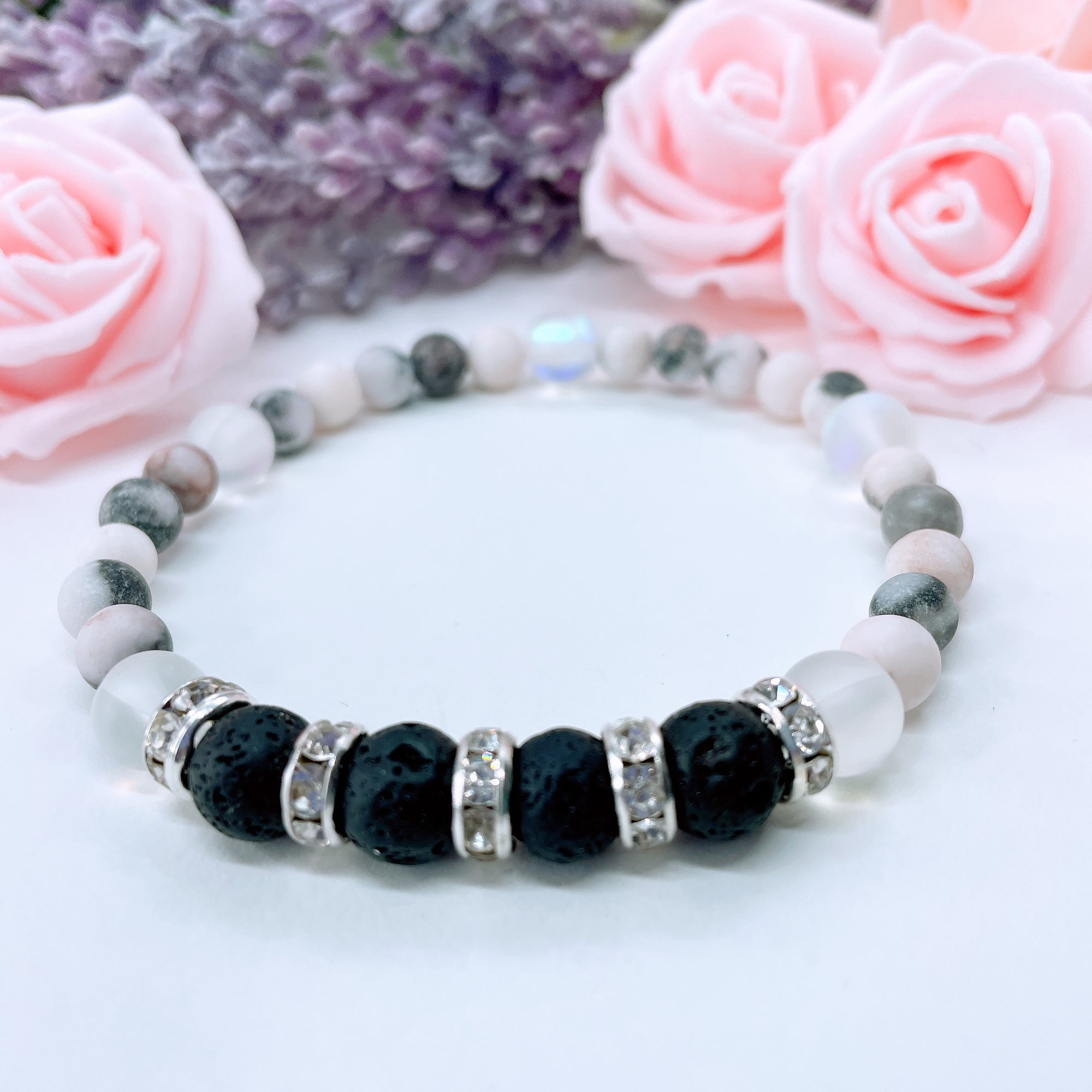 Lava Stone Rhinestone Companion Bracelet
